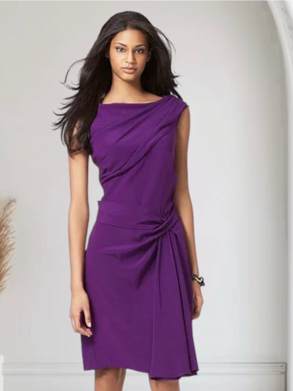Diane Von Furstenberg Violet Midi Dress 100% Silk